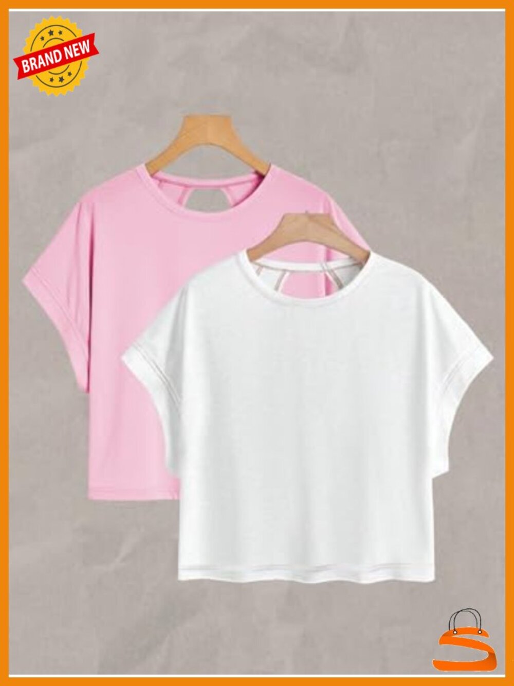 2 Pack Open Back Criss Cross Cut Out Summer T Shirts Short Sleeve Crewneck - Picture 2 of 6